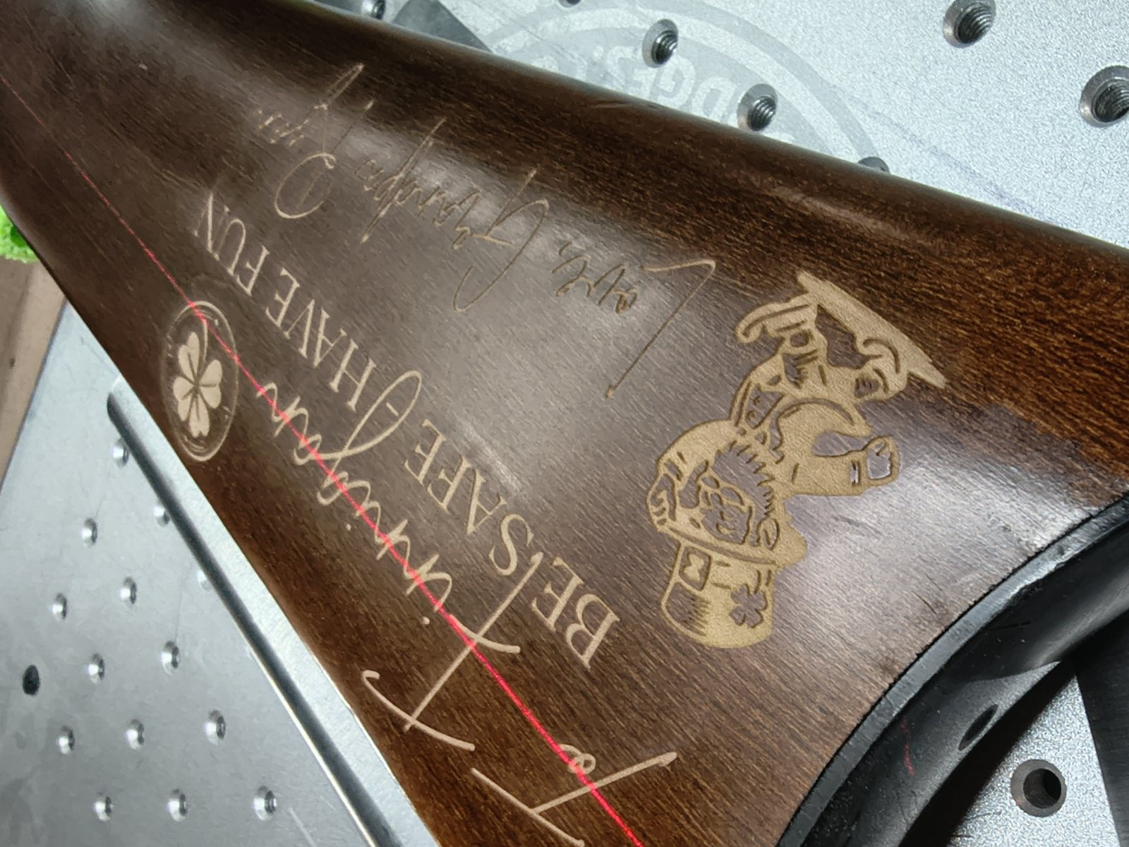 Personalized leather Bible cover with laser engraved lettering and scroll detail